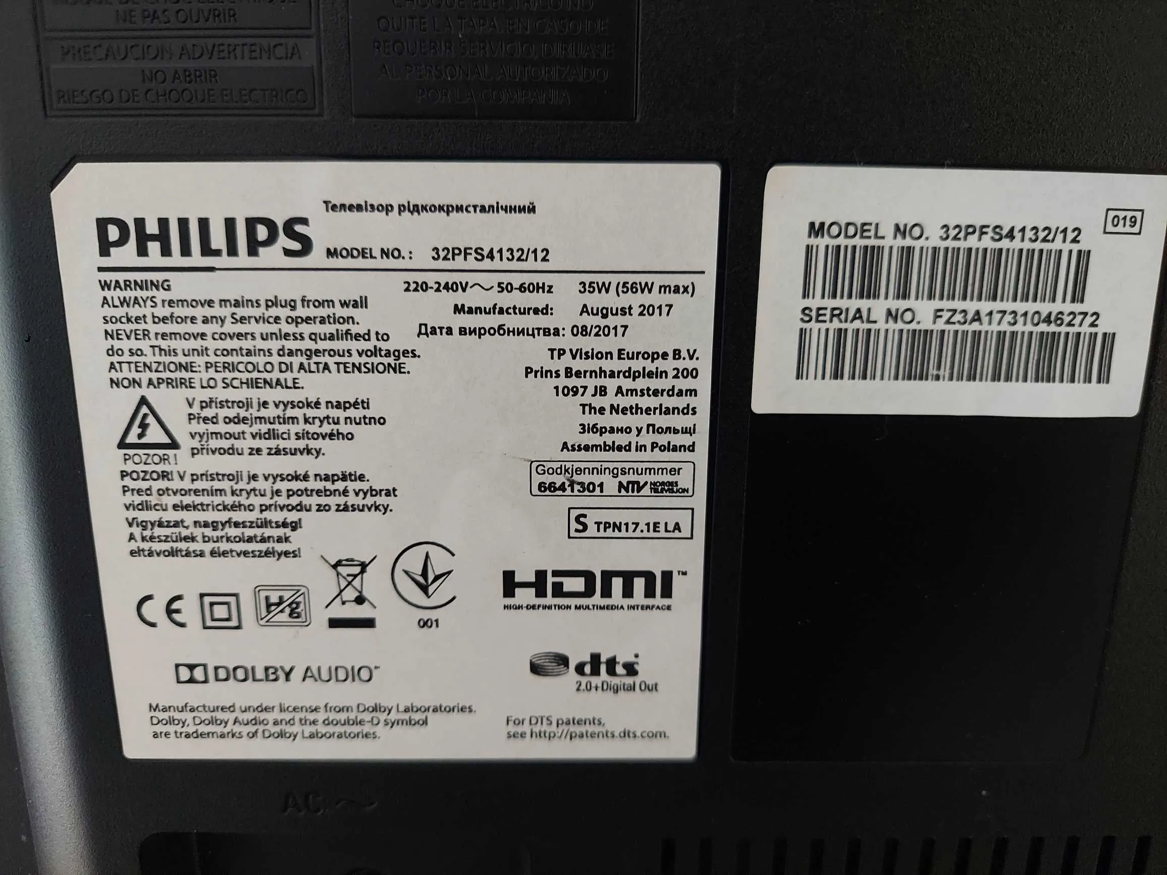 TV PHILIPS 32PFS4132 AFFICHEUR EN PANNE