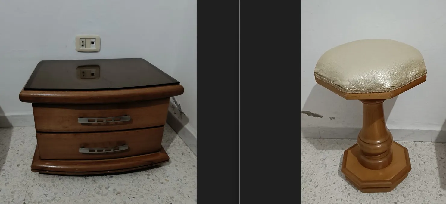 Chambre parentale + salon + lit + bureau + element