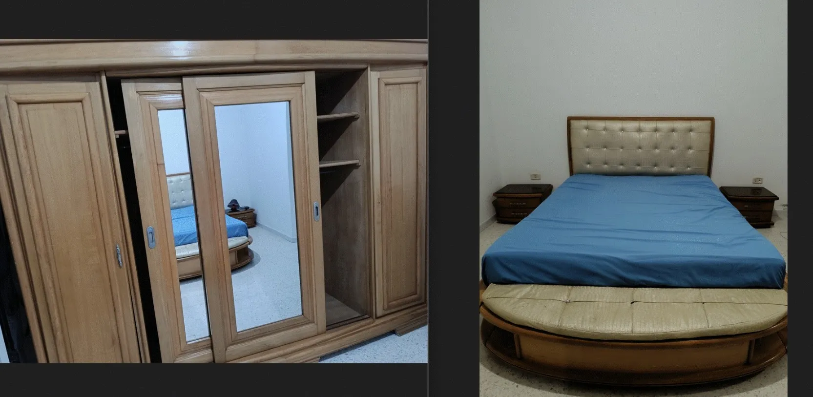 Chambre parentale + salon + lit + bureau + element