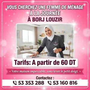 femme de menage par jour borij lwzir