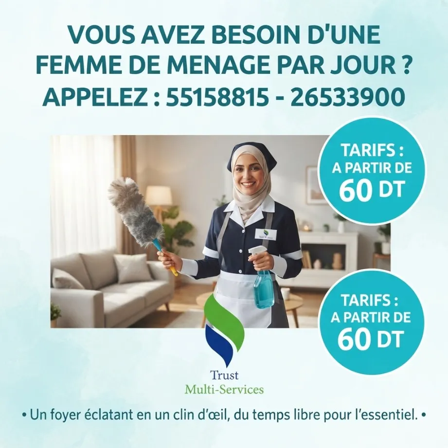 FEMME DE MENAGE PAR JOUR A SAHLINE