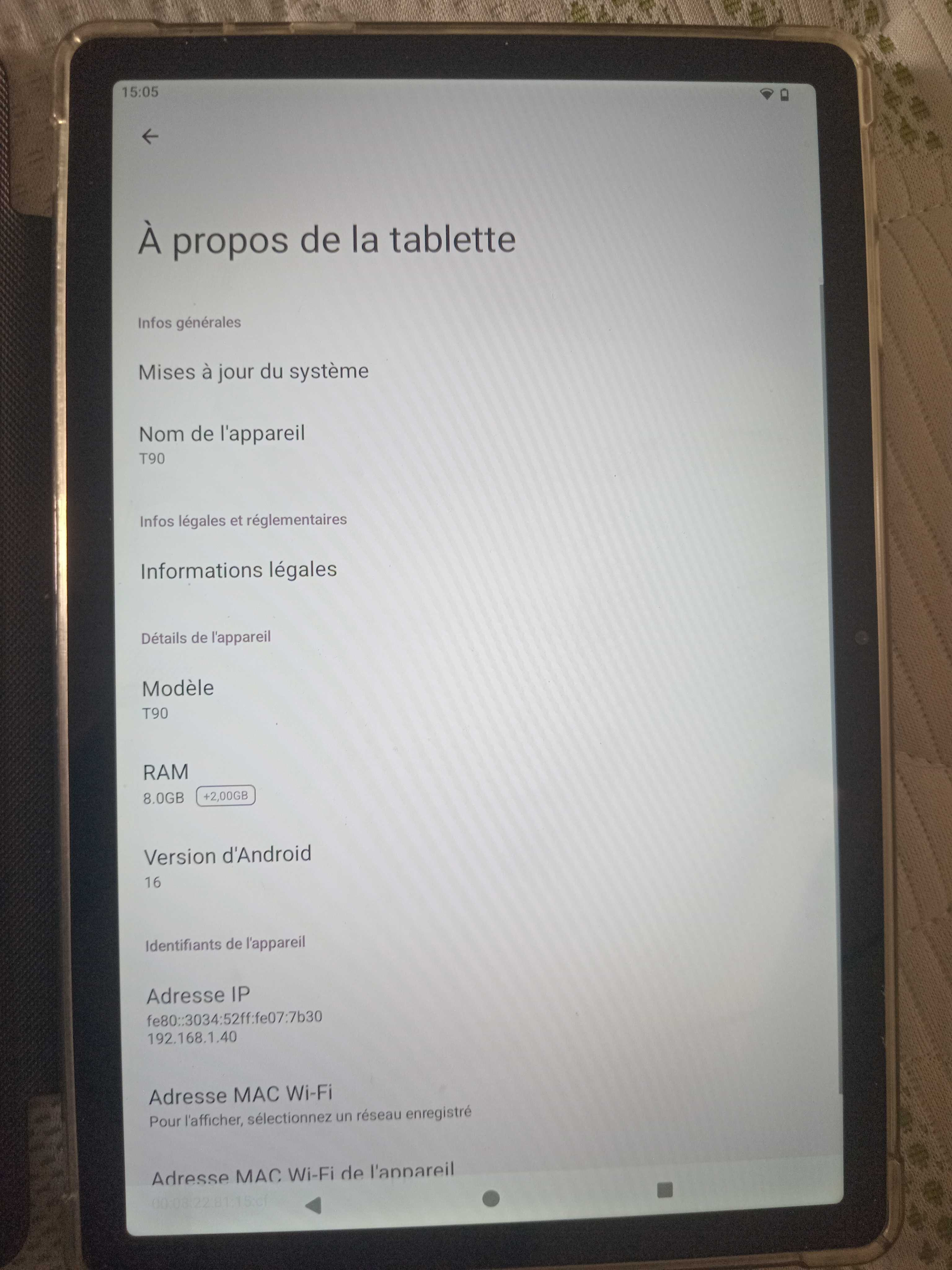 Tablette Tabwee 8 Go RAM, 128 Go stockage