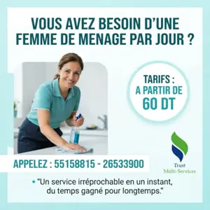 FEMME DE MENAGE PAR JOUR A AIN ZAGHOUAN