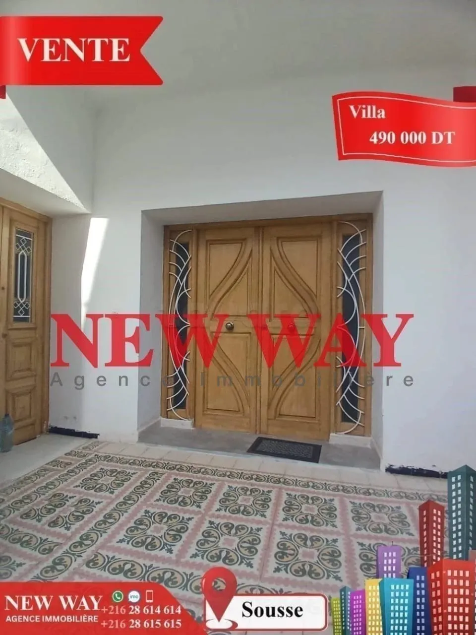 Villa de Plain Pied à Sousse, Proche de toutes Commodités