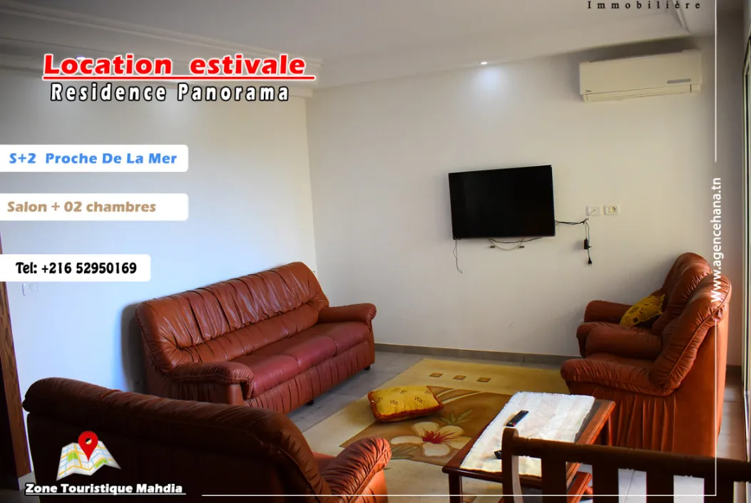 à louer appartement s+2 rz panorama pour vacance
