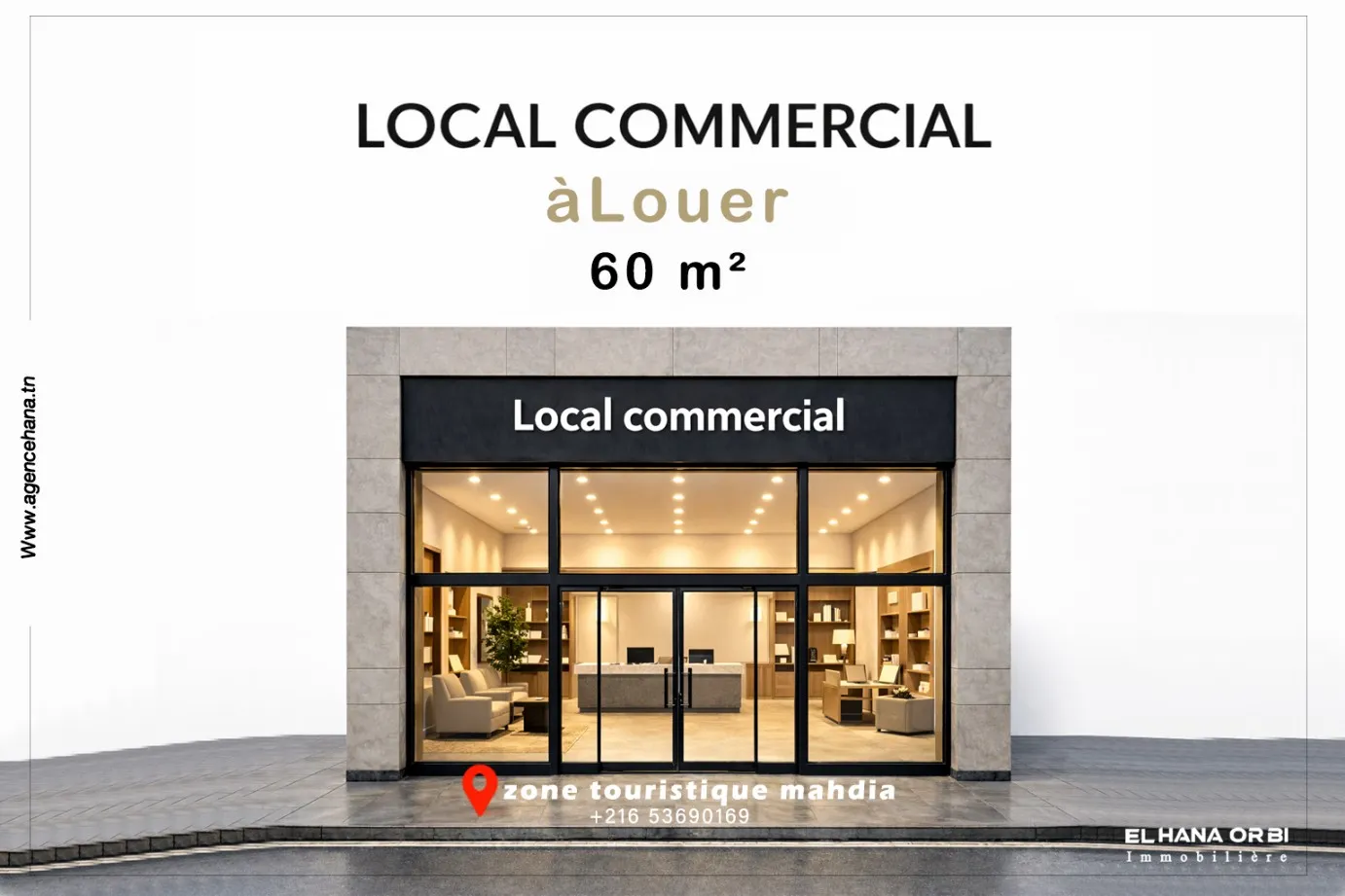 A louer local commercial au RDC en plein zone touristique mahdia