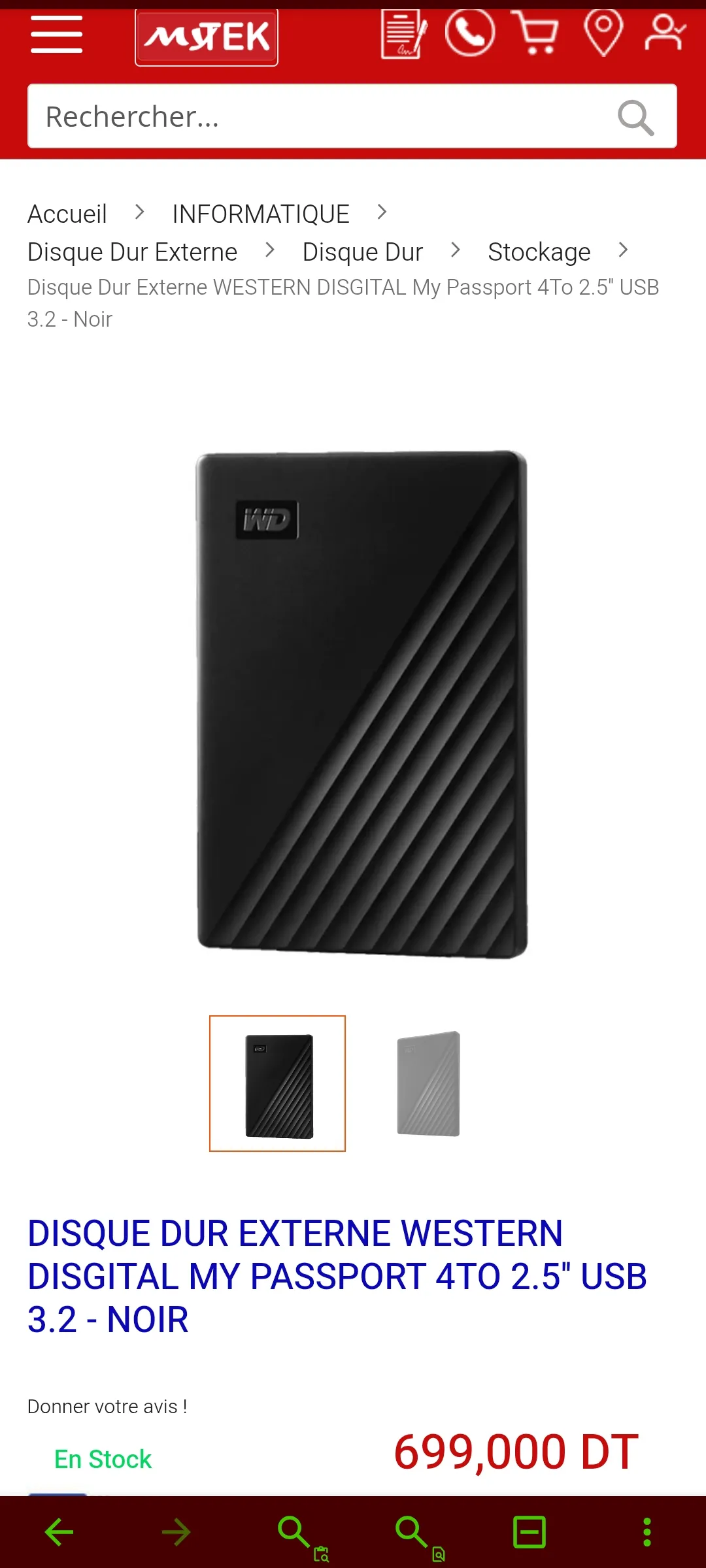 Disque dur externe Western Digital My Passport 4TO
