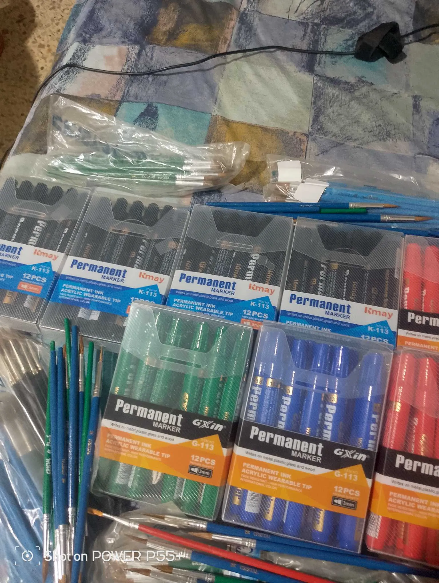Lot de fournitures : Marqueurs permanents GXin & Kmay + Pinceaux de peinture