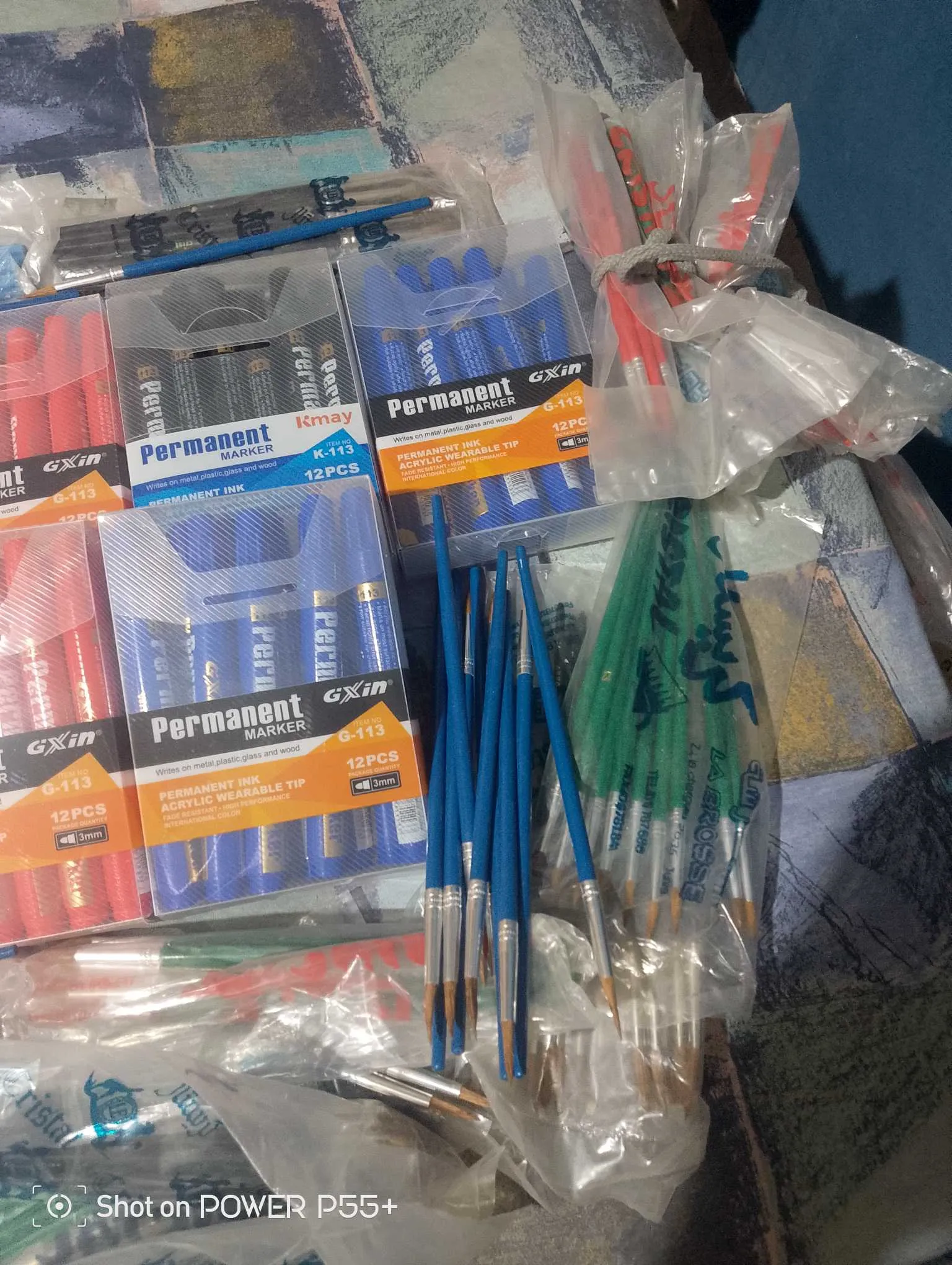 Lot de fournitures : Marqueurs permanents GXin & Kmay + Pinceaux de peinture