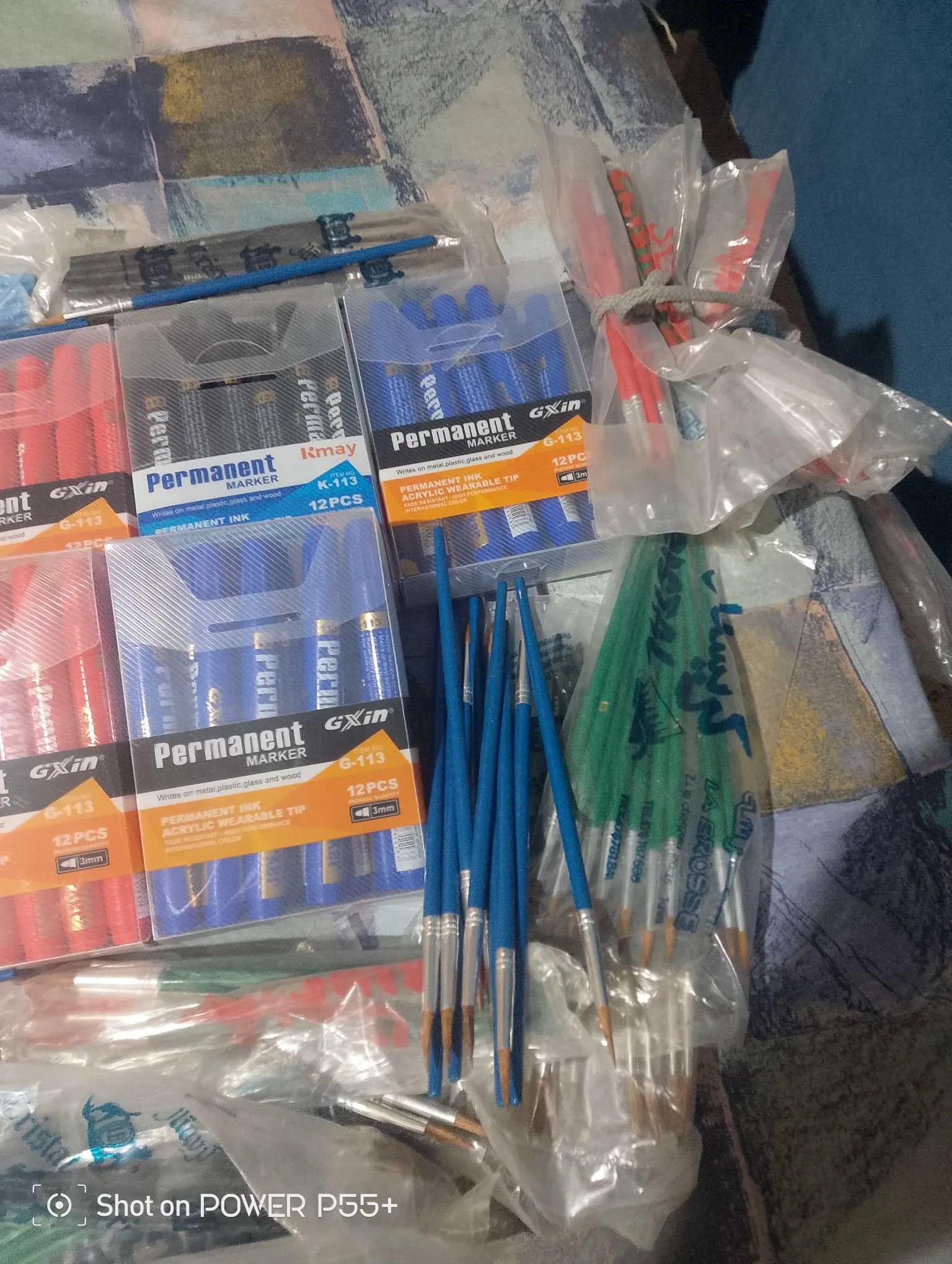 Lot de fournitures : Marqueurs permanents GXin & Kmay + Pinceaux de peinture