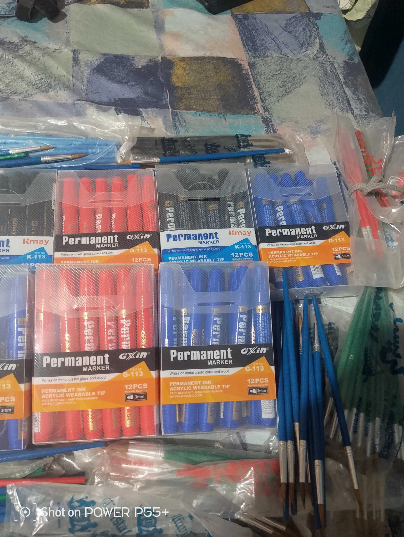 Lot de fournitures : Marqueurs permanents GXin & Kmay + Pinceaux de peinture