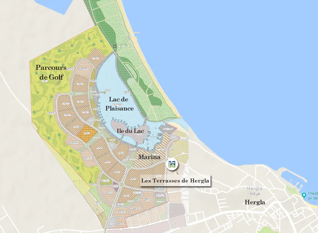 A Vendre terrain de 954 m2. 190DT/m2. Un Top Investissement , au cœur du Projet Marina, à Hergla