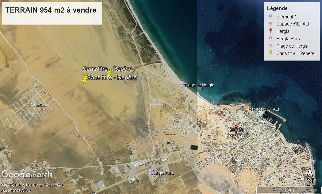 A Vendre terrain de 954 m2. 190DT/m2. Un Top Investissement , au cœur du Projet Marina, à Hergla