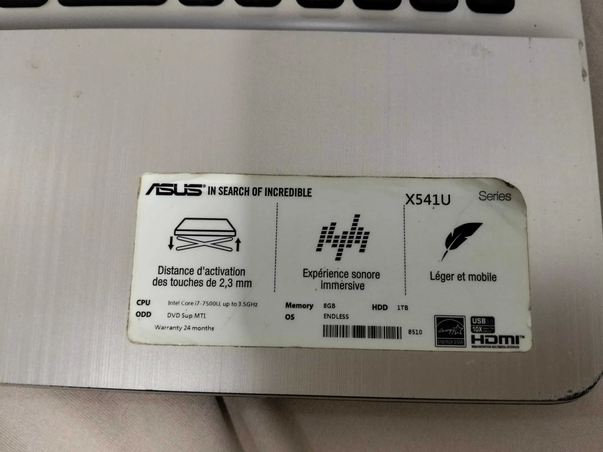 PC Portable ASUS X541U i7 7th Gen / 8GB / 1TB / Nvidia GeForce