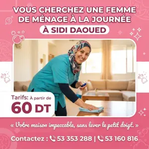 femme de menage par jour a marsa