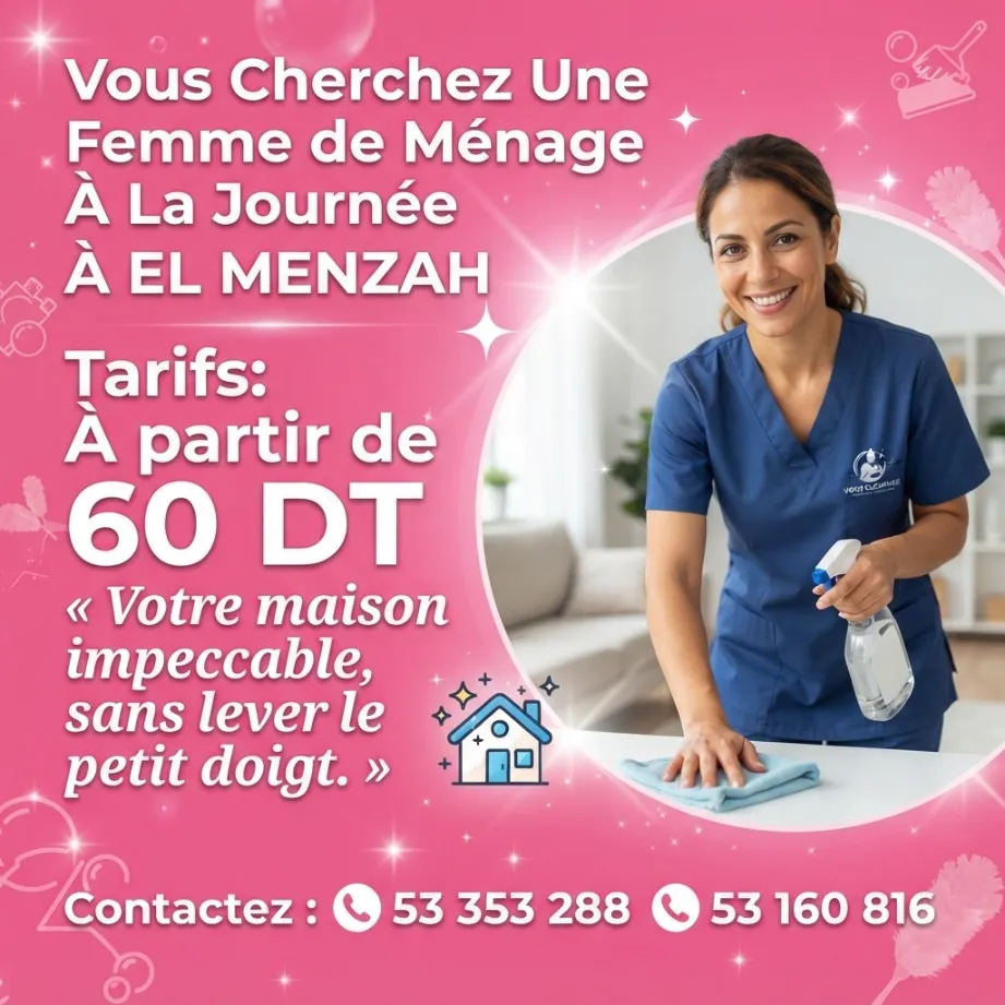 femme de menage par jour a manzah