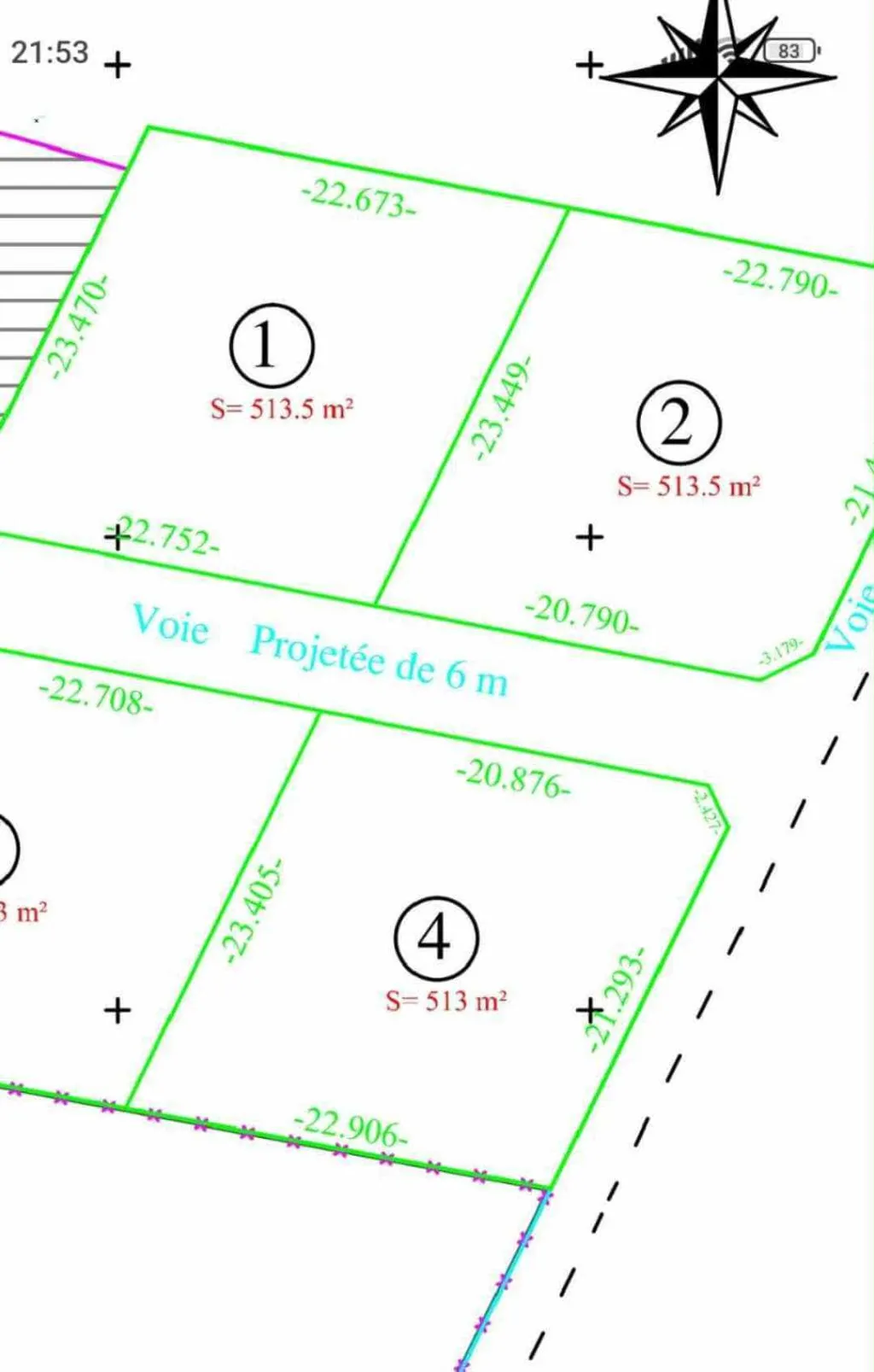 À Vendre : Terrain 2350 m² – Cité El Hidhab, Fouchena, vocation R+4 – Route GP3, après Marché Yahoudia