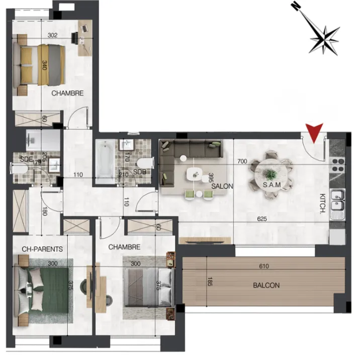 A Vendre Appartement S+3 Sur Plan à Sidi Mahersi, Nabeul 