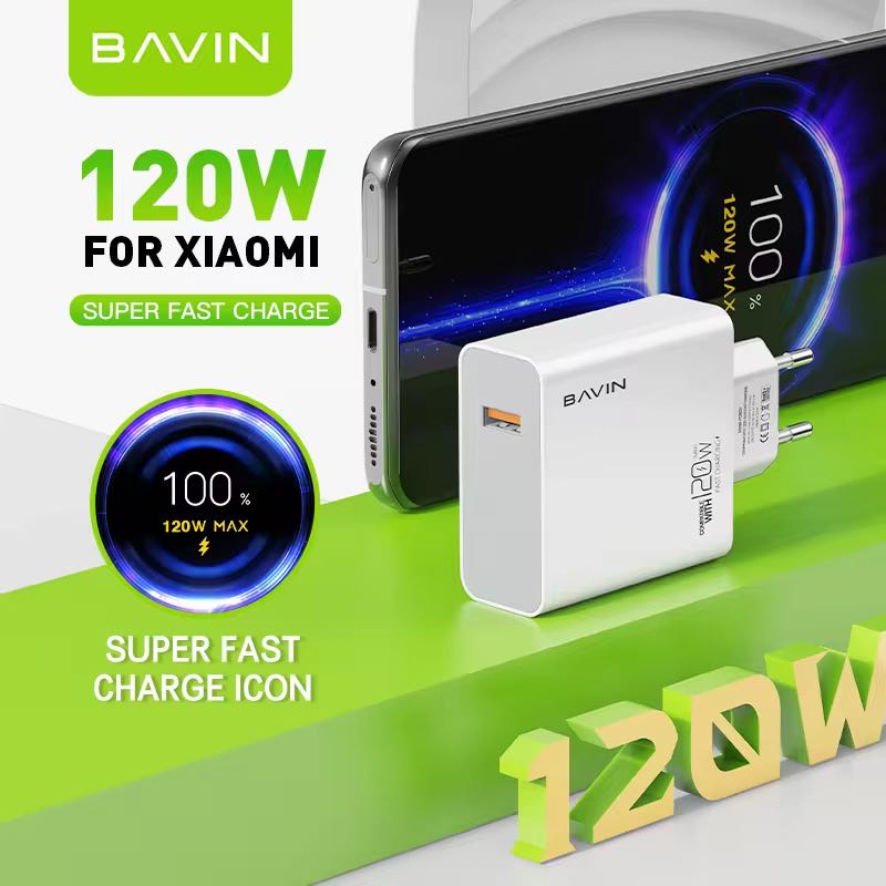 Bavin Chargeur Super Rapide 120W Avec Câble USB Vers Type C Pour Xiaomi Tunis