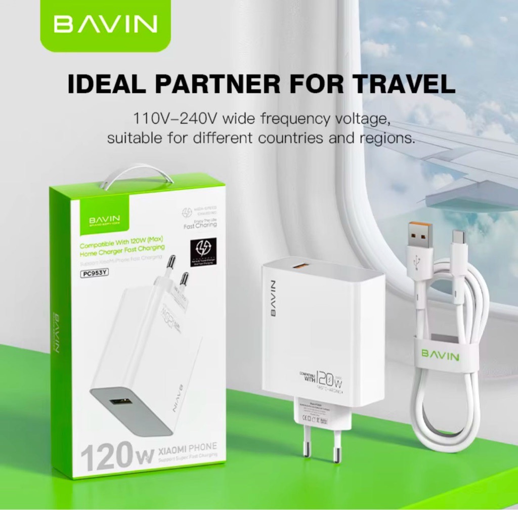 Bavin Chargeur Super Rapide 120W Avec Câble USB Vers Type C Pour Xiaomi Tunis