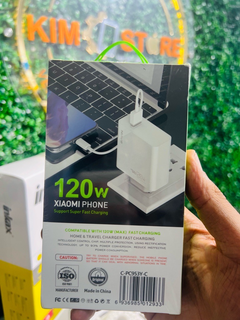 Bavin Chargeur Super Rapide 120W Avec Câble USB Vers Type C Pour Xiaomi Tunis