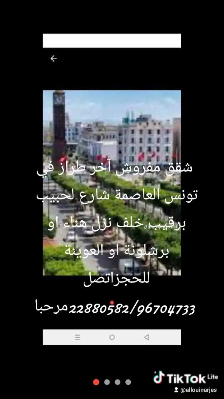 شقق مفروش آخر طراز في تونس العاصمة شارع لحبيب برقيب او العوينة