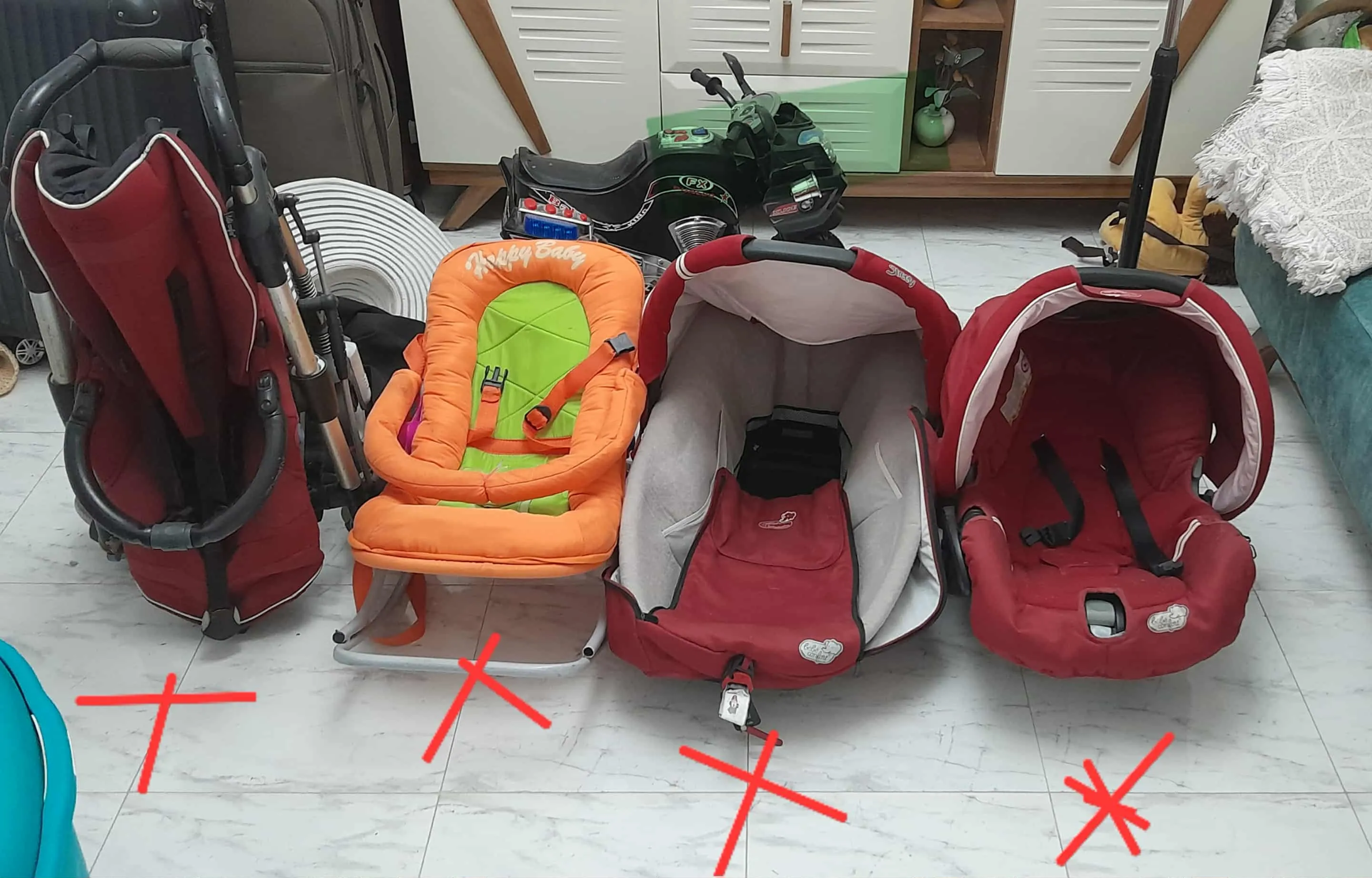 Poussette Trio + balancoire 