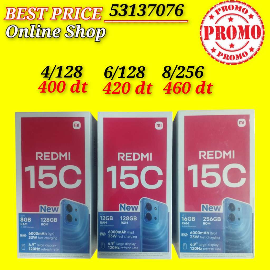 Redmi 15c Cacheté paquet fermé #Validé✔️
➖4/128=400 dt
➖6/128=420 dt
➖8/256=460 dt