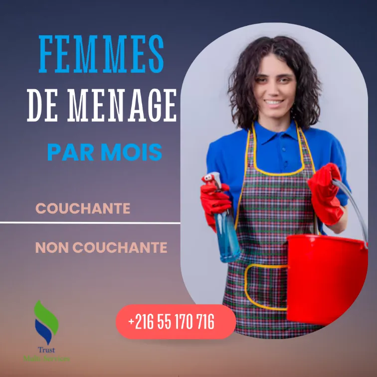 Femme de Ménage Polyvalente à Votre Service – Par Mois A TUNIS