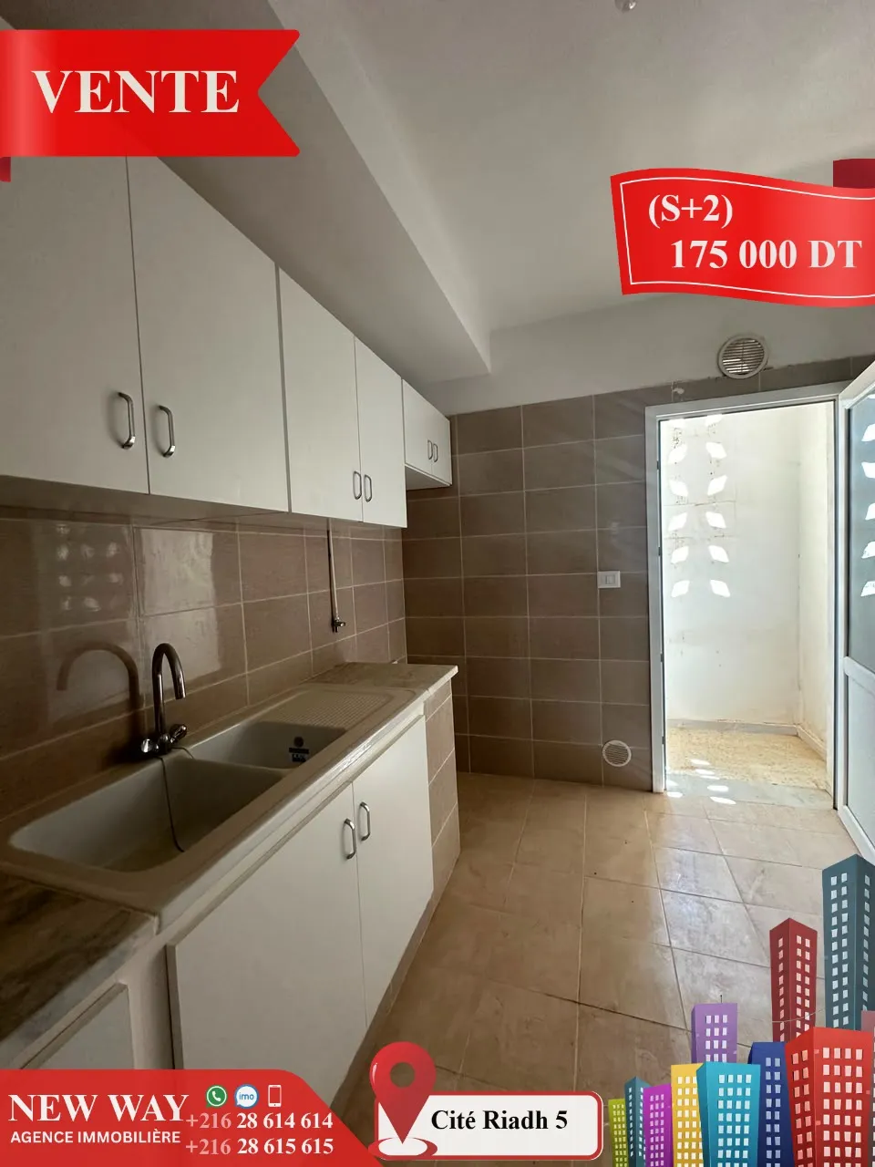 Appartement (S+2) à Cité Riadh 5