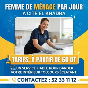 FEMME DE MENAGE PAR JOUR A CITE KHADRA