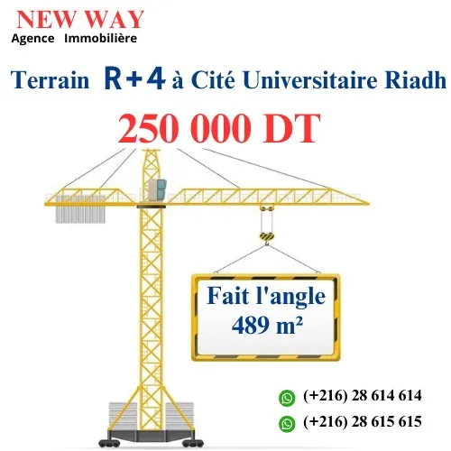 Terrain (R+4) à Cité Universitaire Riadh, il fait l'angle