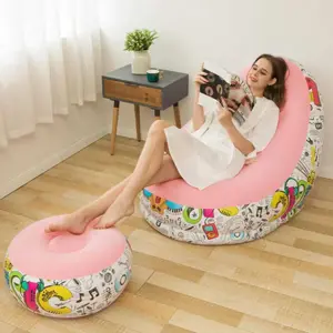fauteuil gonflable rose avec pouf de la marque Senyoubao