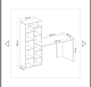 Bureau avec étagère en bois MDF, en bon état – Peu utilisé