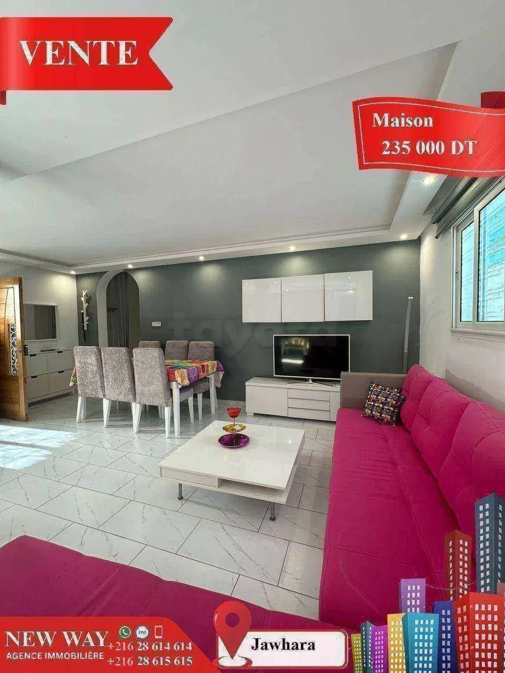 Maison de plain pied à Jawhara avec meubles