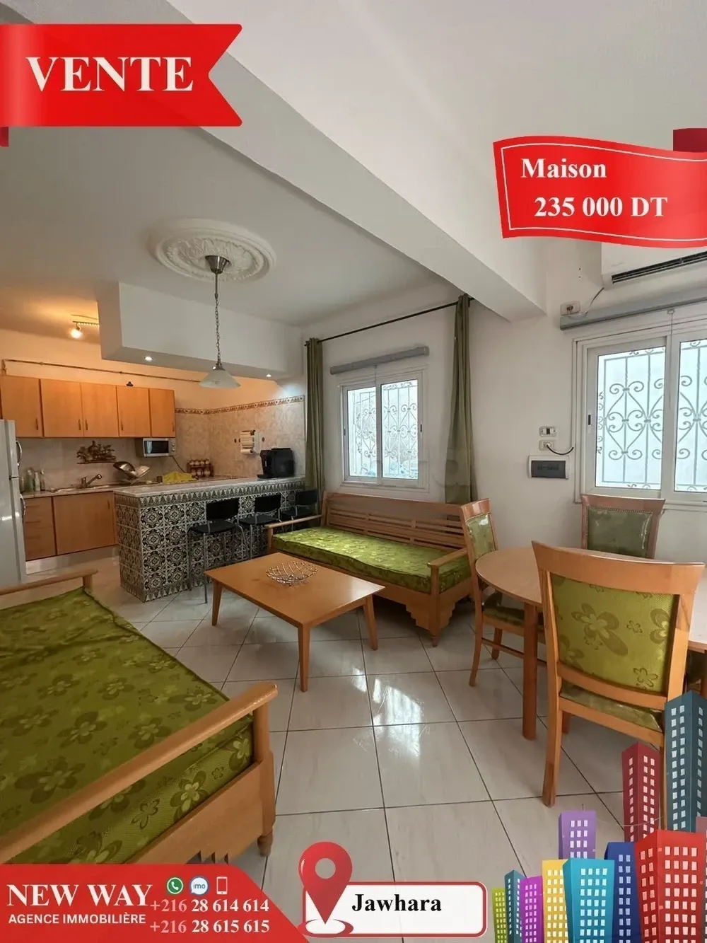 Maison de plain pied à Jawhara avec meubles