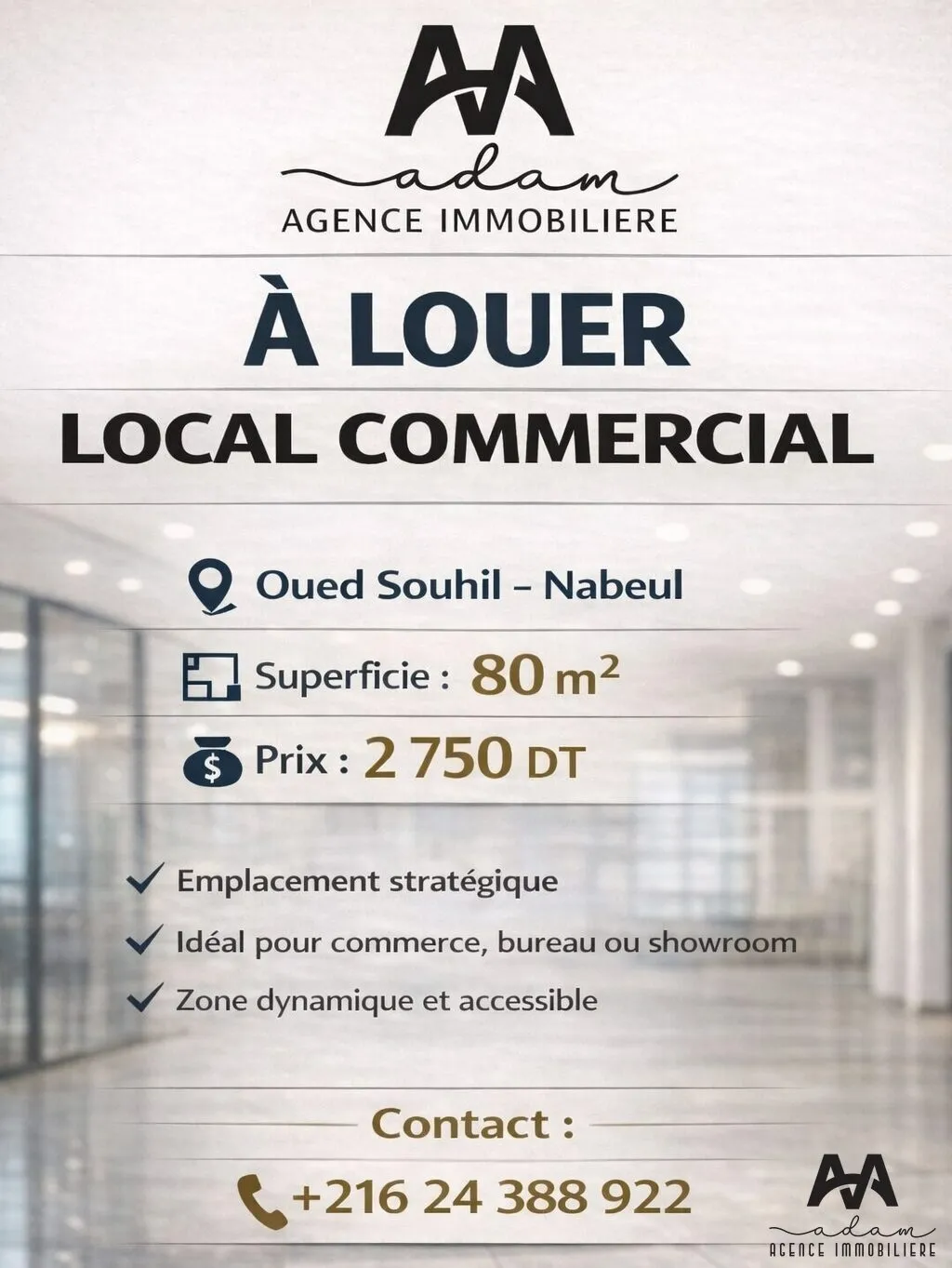 Espace Commercial à Louer – Oued Souhil