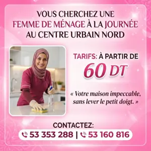 femme de menage par jour a centre urbain