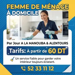FEMME DE MENAGE PAR JOUR A MANOUBA