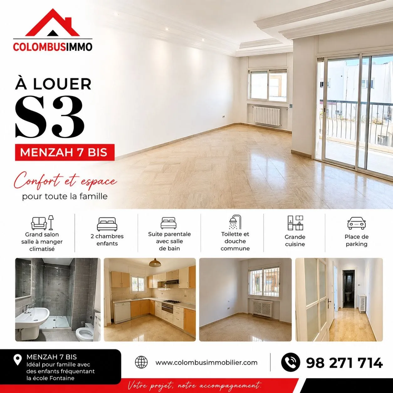 Appartement S3 à Menzah 7Bis