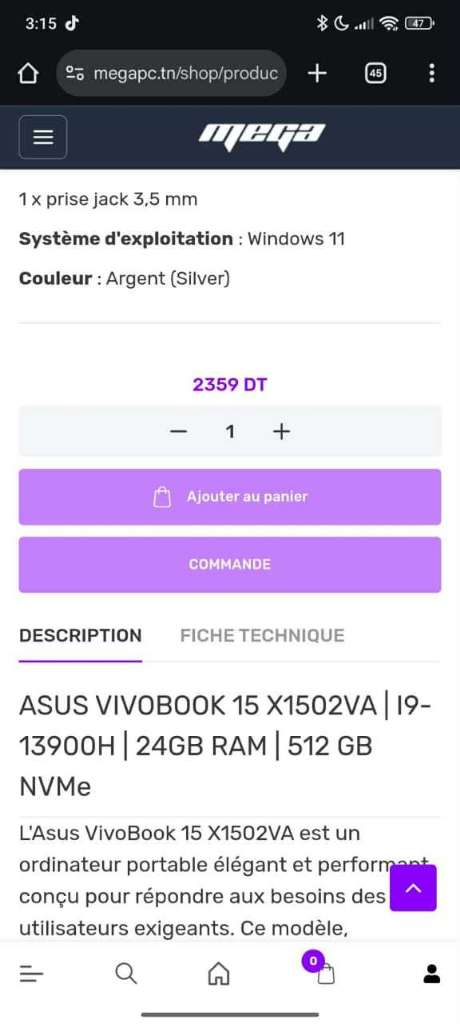 ASUS VIVOBOOK  i9-13eme Ram 24GB NEUF  avec Garantie 
