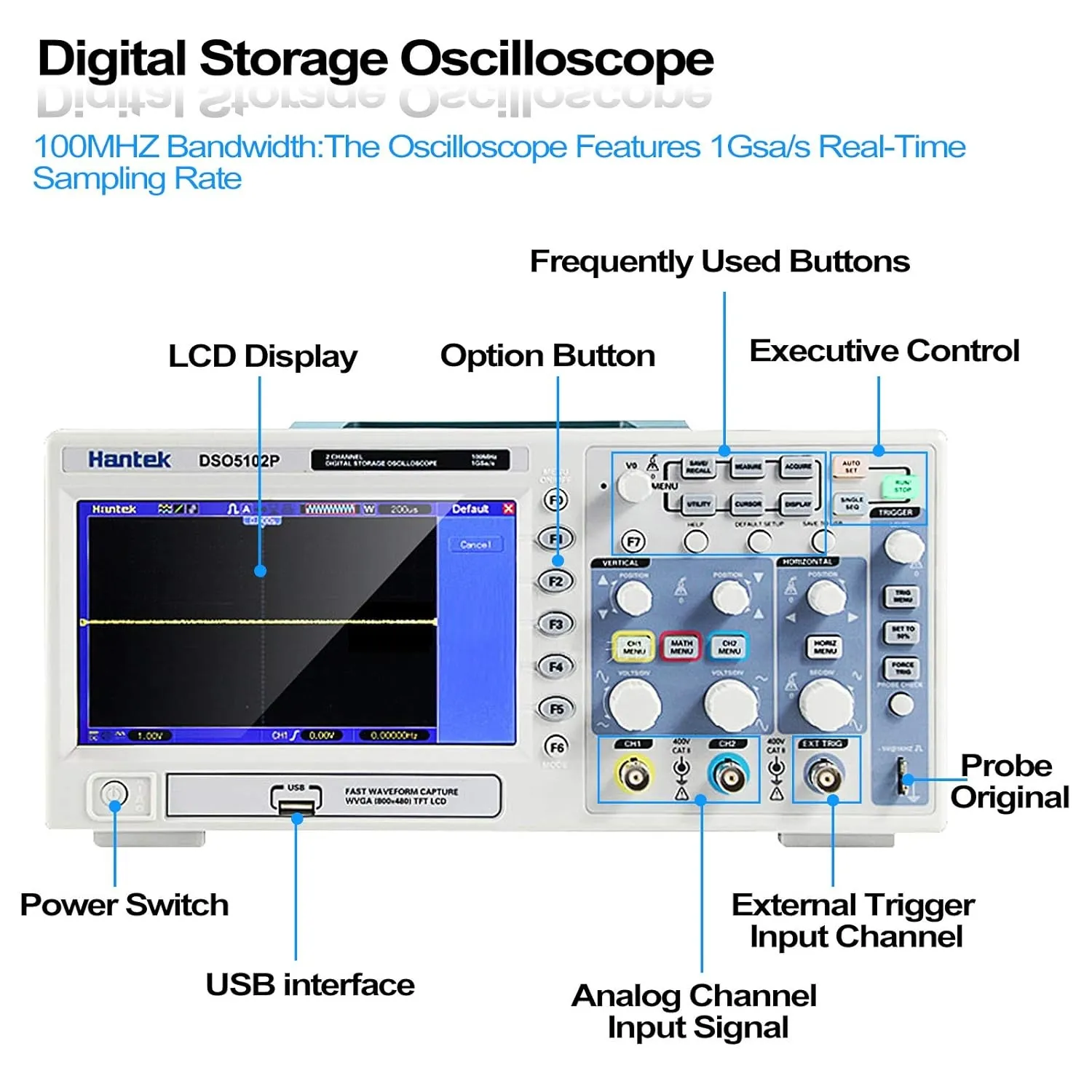 Oscilloscope numérique HANTEK DSO5102P