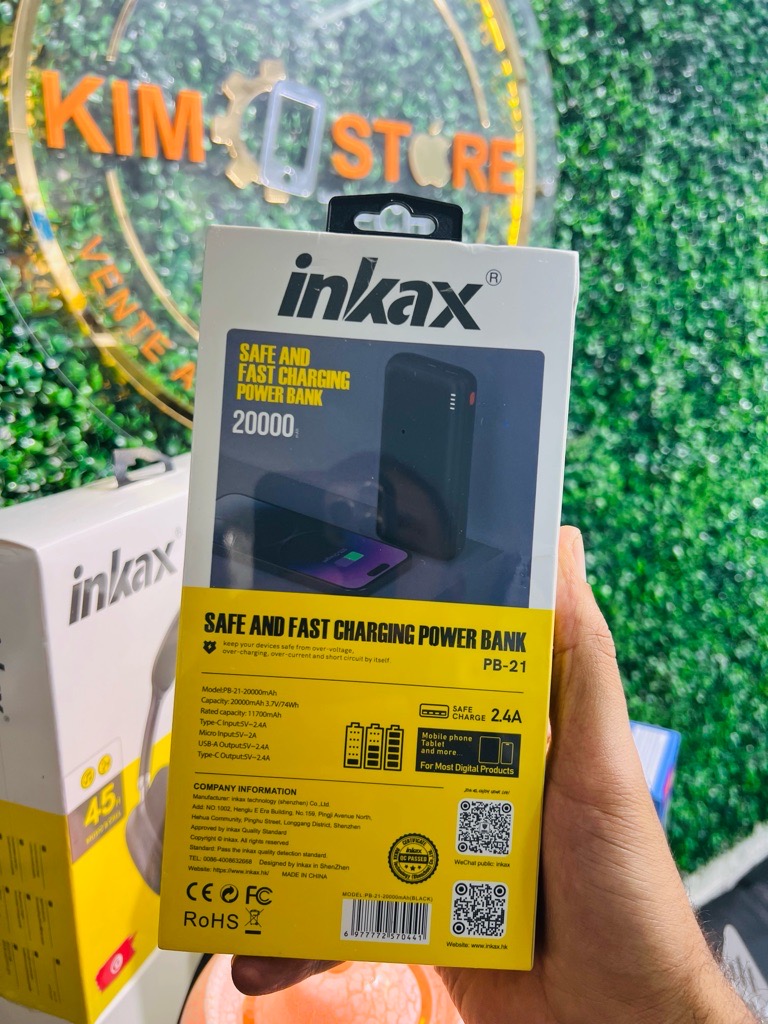 Inkax Power Bank 20000 Mah Charge Rapide Port USB et Type C OutPut  Prix Tunis