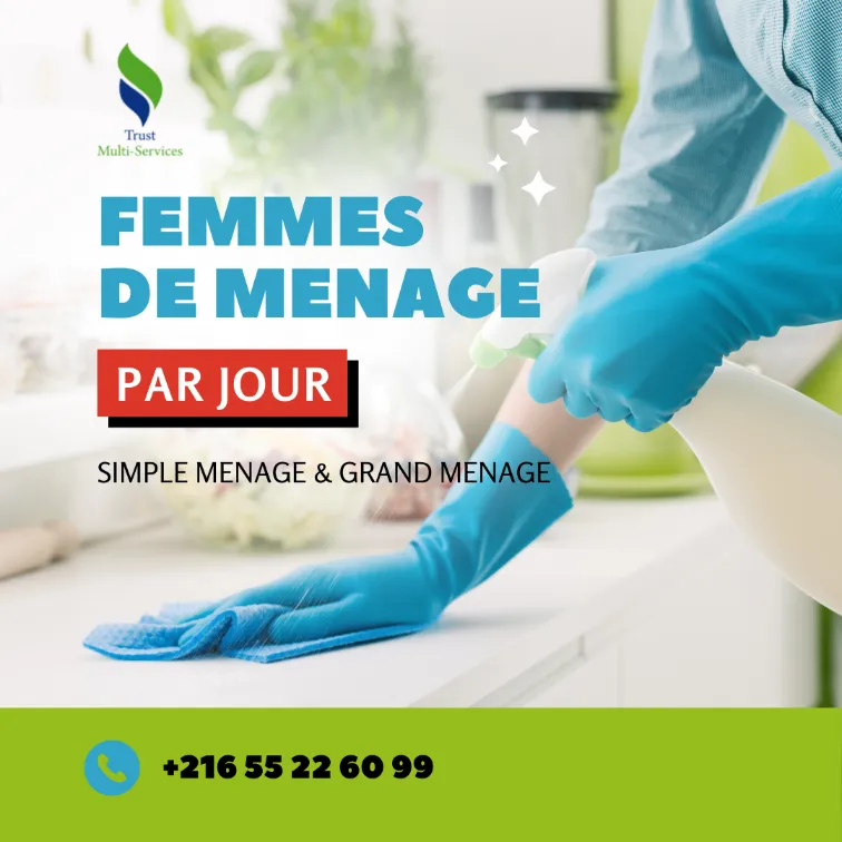 DES FEMMES DE MENAGE PAR JOUR A TUNIS