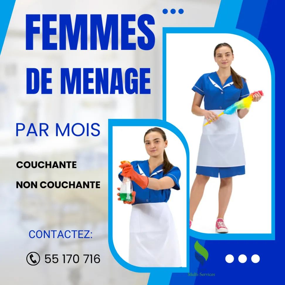 femme de menage par  mois A Ain zaghouan