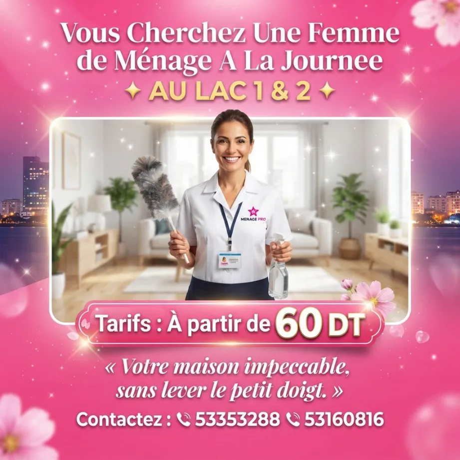 femme de menage par jour tunis lac 1 /2