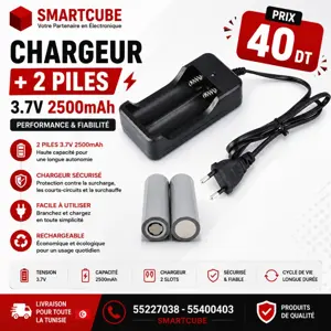 Chargeur + 2 Piles Rechargeables 3.7V 2500mAh