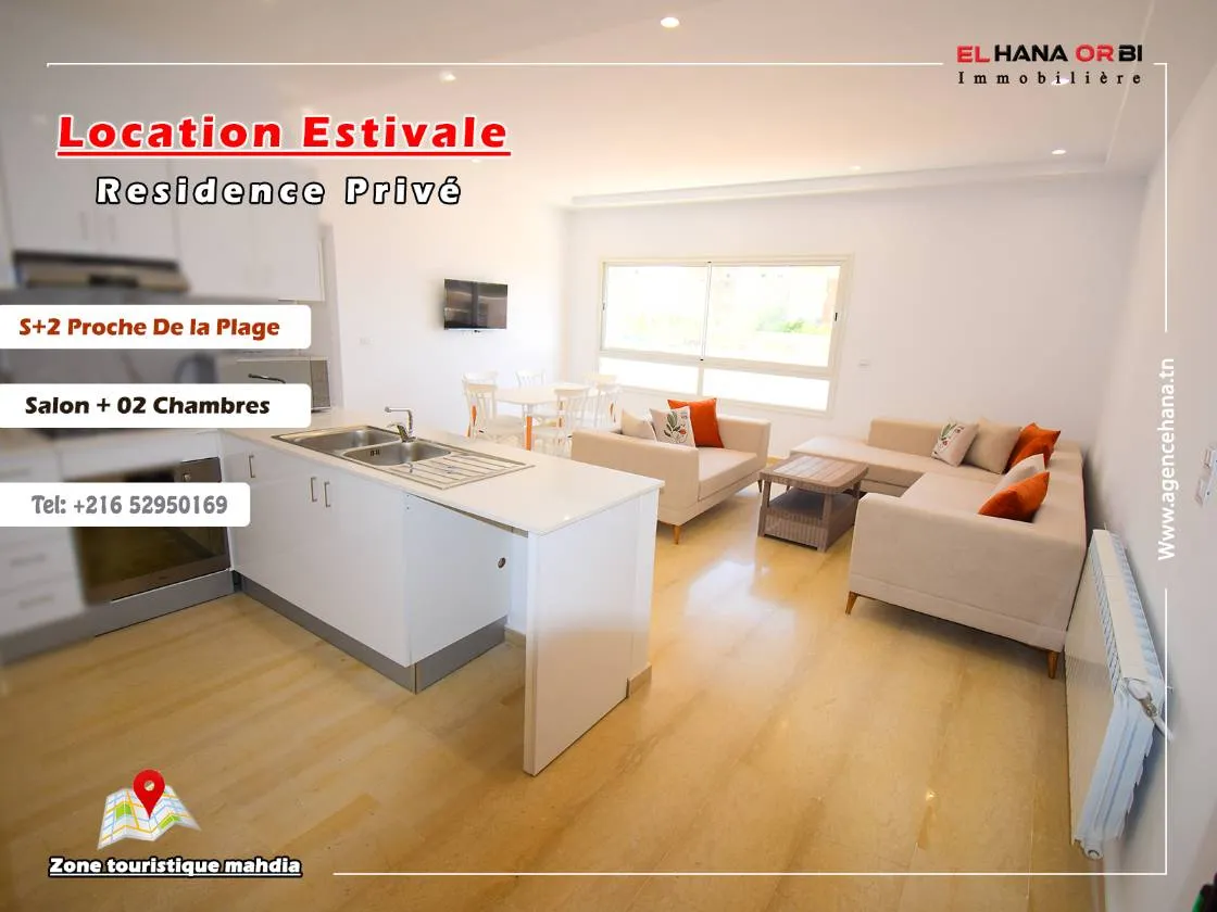 pour location de vacance appartement s+2 neuf à mahdia