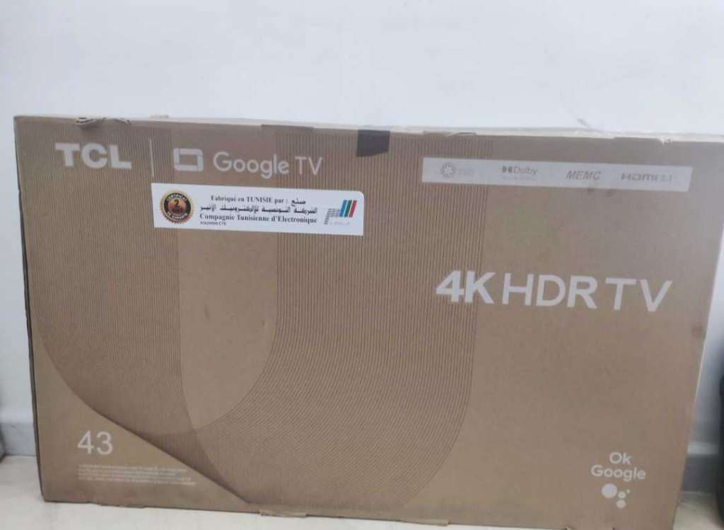 À vendre Téléviseur TCL P735 43"" 4K Ultra HD Smart Google Noir ATHIR TUNISIE, ÉTAT NEUF, 