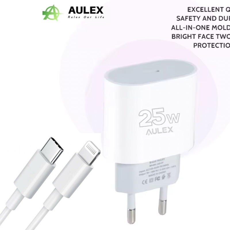 AULEX Chargeur Lightning Type C pour iPhone 25W Rapide Avec Câble USB C 1M Tunis